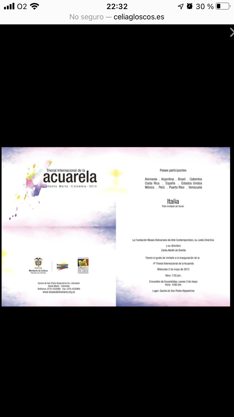 Obra seleccionada para IV Trienal Internacional de la Acuarela.  Santa Marta, Colombia. Mayo 2012